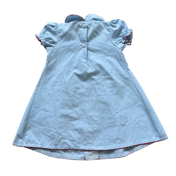 Sweet Dreams Smocked Girls Blue Embroidered Dress Candy Canes Holiday Size 18M - Picture 3 of 6